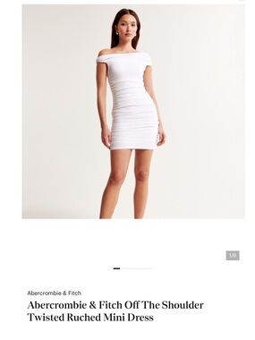 Abercrombie & Fitch White Off-the-Shoulder Ruched Mini Dress